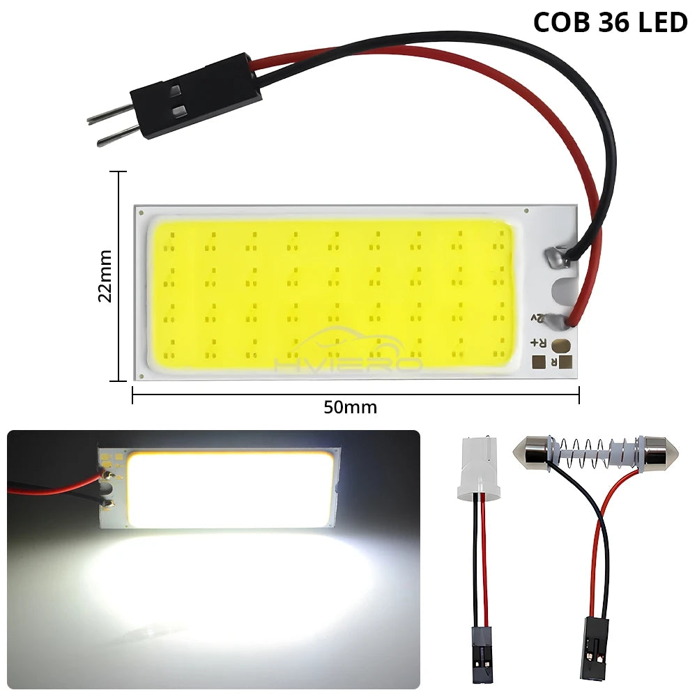 1pc T10 W5w Cob 24SMD 36SMD 48SMD Car Led Clearance License Panel Lamp Auto Interior dome Reading Bulb Trunk Festoon Light white
