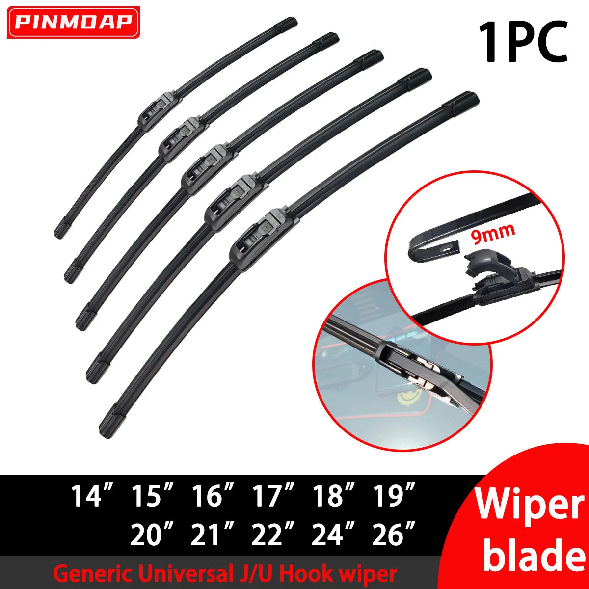 Car Windshield Wiper Blade J/U-Shaped Universal Windshield Wiper Natural Rubber Accessories 14"15"16"17"18"19"20"21"22"24"26"