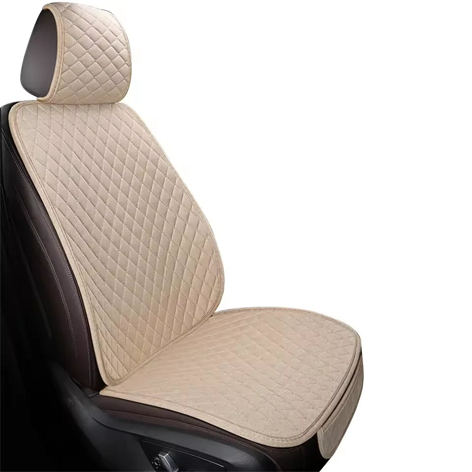Universal Flax Car Seat Cover Front Rear Cushion Comfortable Breathable Protector Mat.