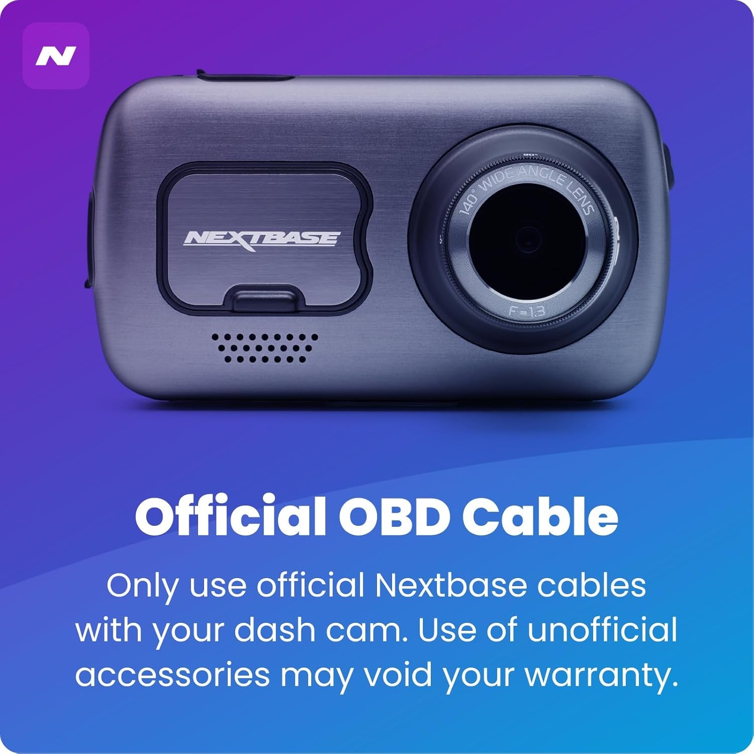 Hardwire Kit OBD - Compatible with 122, 222, 322GW, 422GW, 522GW, 622GW  Dash Cams - 5 Metres Long, 90° Connector, LED Indicator - Easier to Install than Hardwire Kit