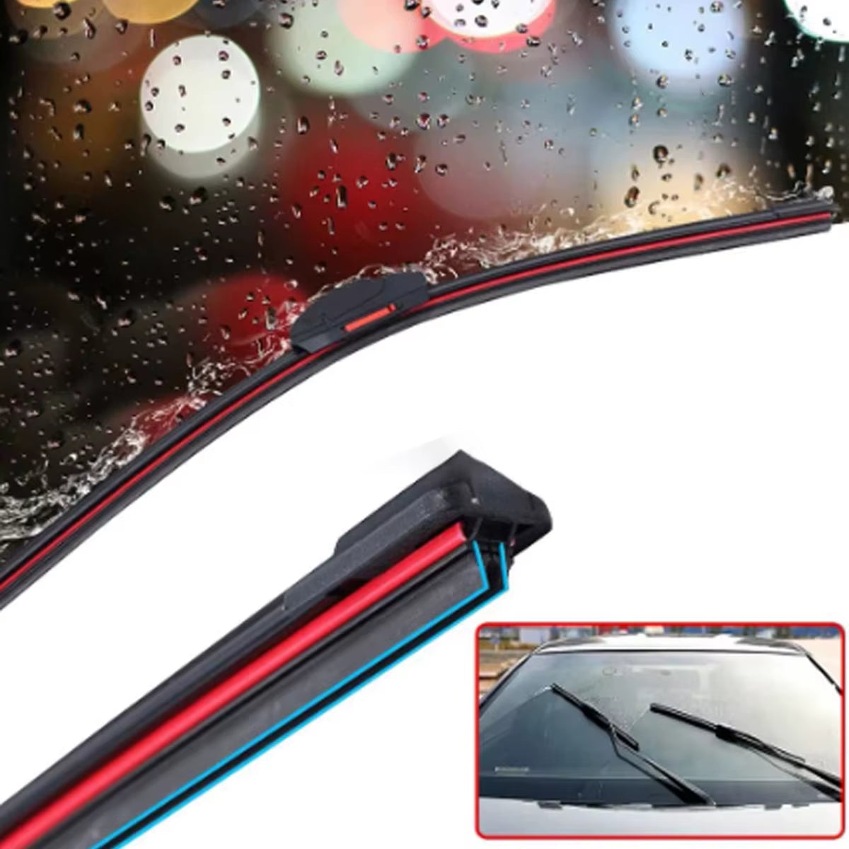 J U Hook Double Rubber Wiper Blades for Car Windshield Wipers 13 "14" 16 "18" 19 "20" 21 "22" 24 "26" 28 "Waterproof Wipers