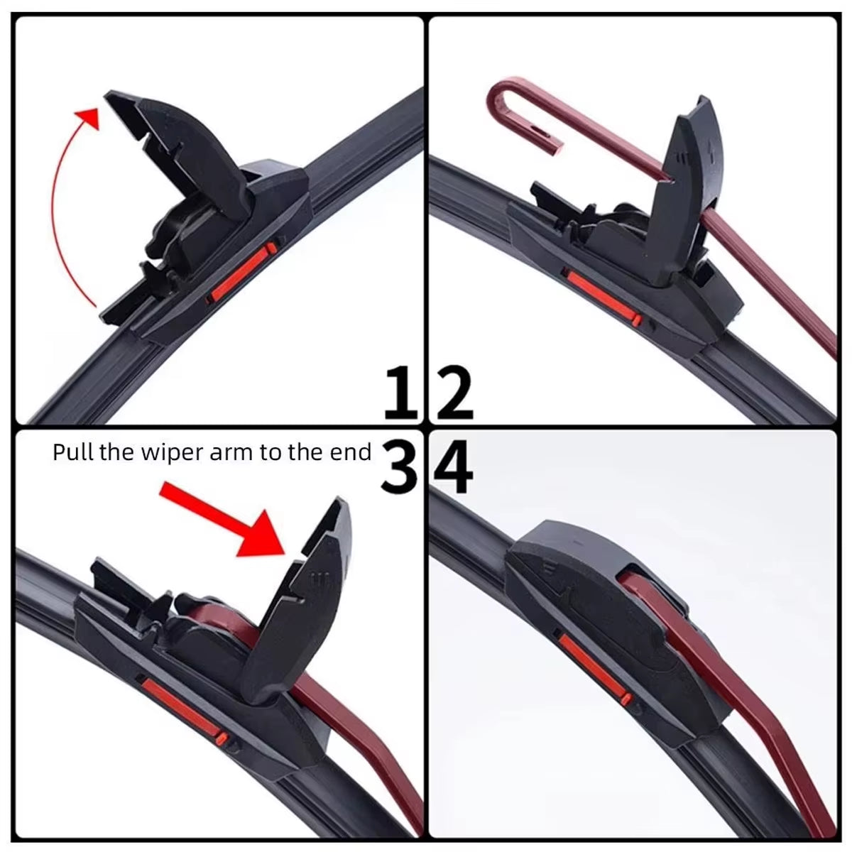 J U Hook Double Rubber Wiper Blades for Car Windshield Wipers 13 "14" 16 "18" 19 "20" 21 "22" 24 "26" 28 "Waterproof Wipers