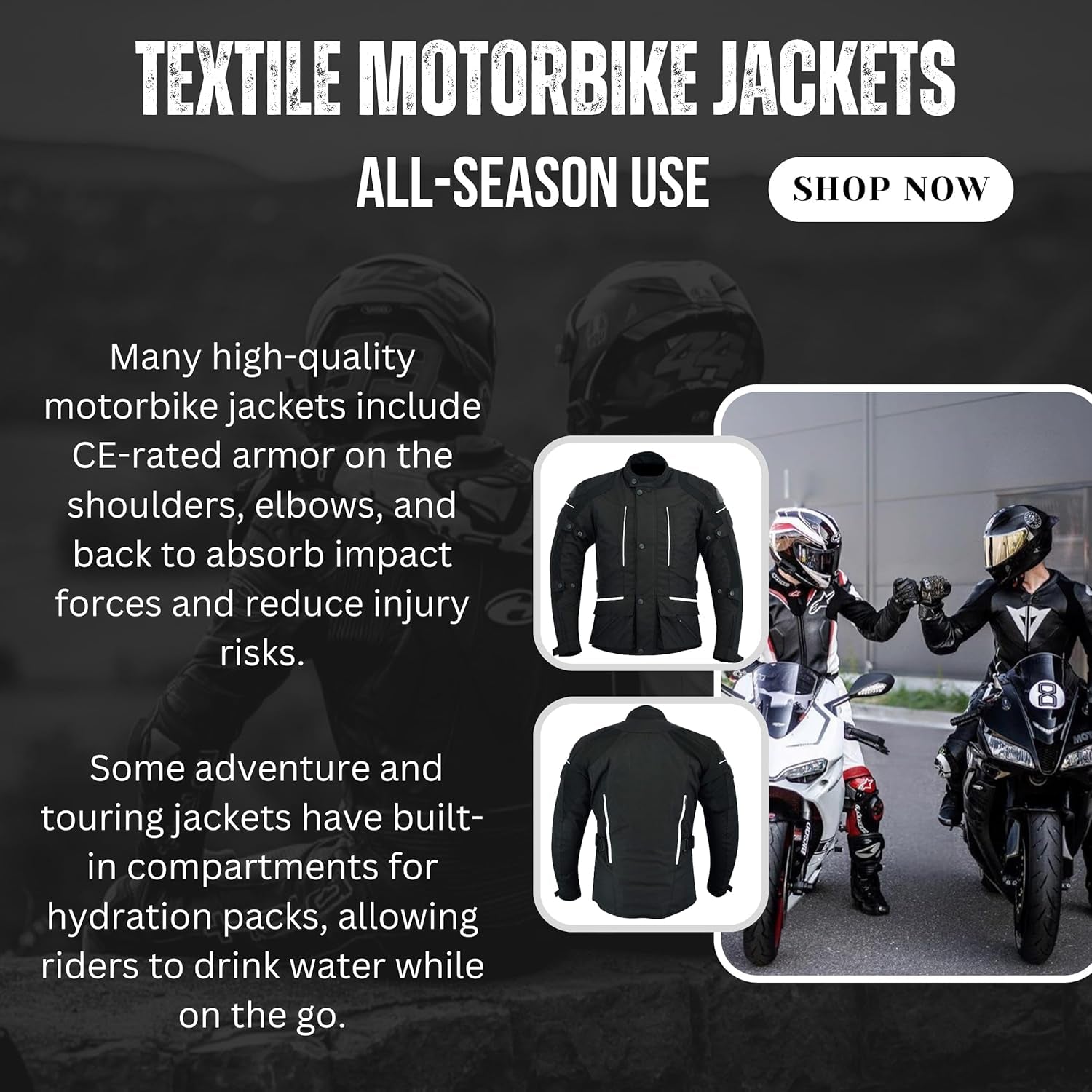 Mens Black/Grey Black/Red Black/High Viz Textile Motorcycle Motorbike Jacket Waterproof CE Armoured (UK, Alpha, M, Regular, Regular, Black)