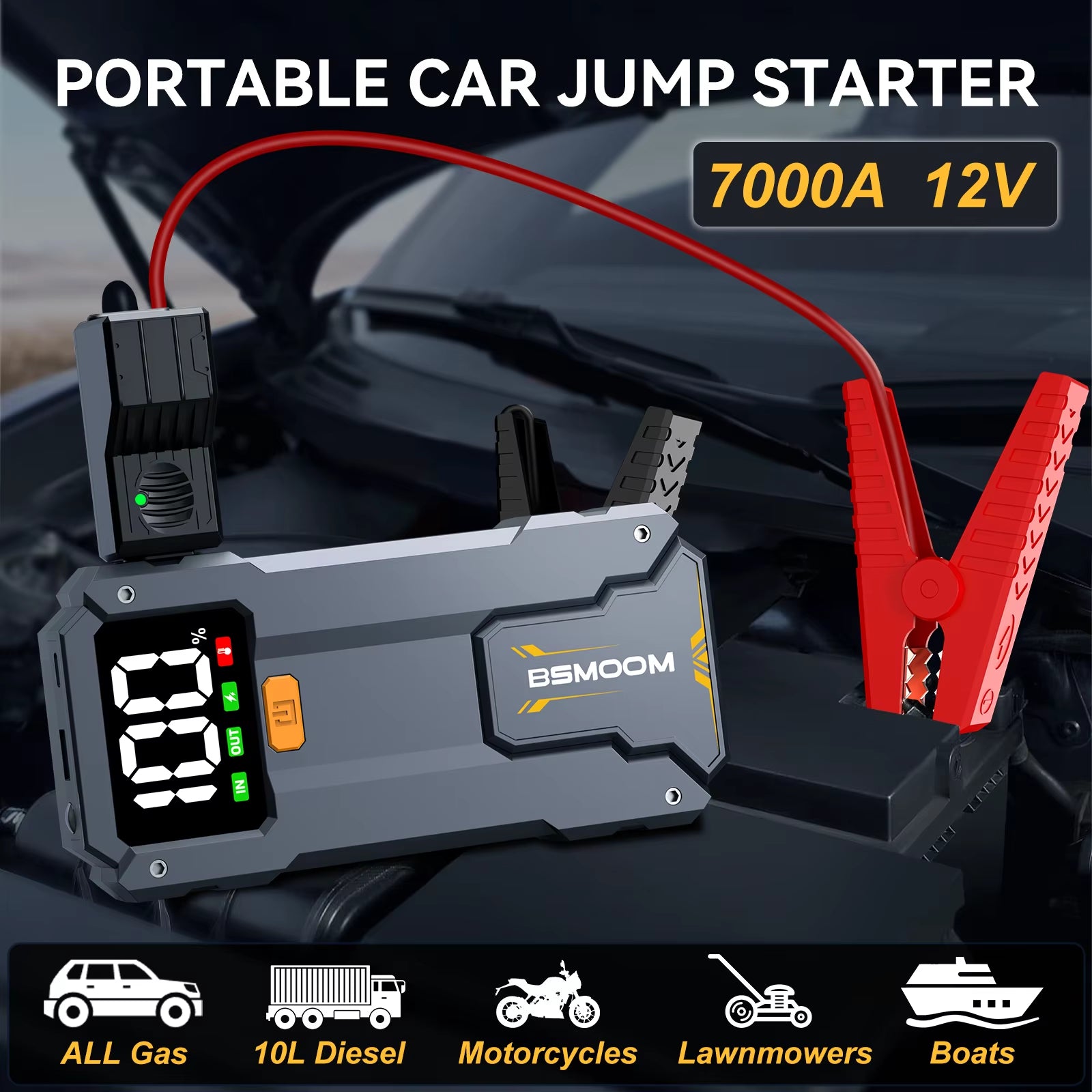 Car Jump Starter 10000Mah Power Bank Car Booster Charger 12V Starting Device Car Emergency Booster Lithium Starter Battery Pack