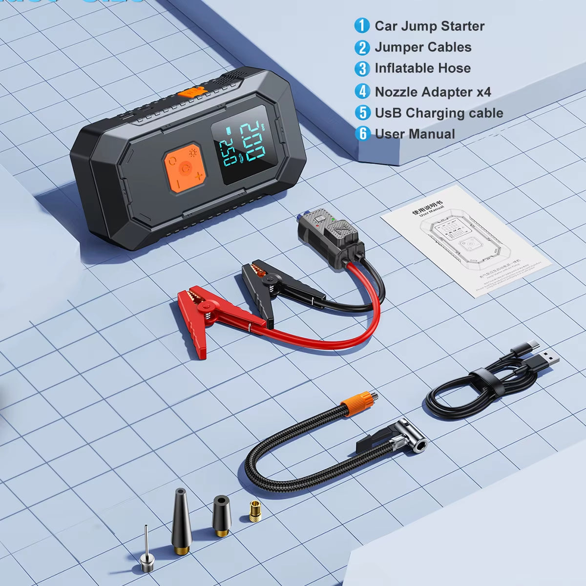 Power Bank 21800Mah/26800Mah Jump Starter Portable Charger Car Booster Auto Starting Device Emergency Car Battery Starter