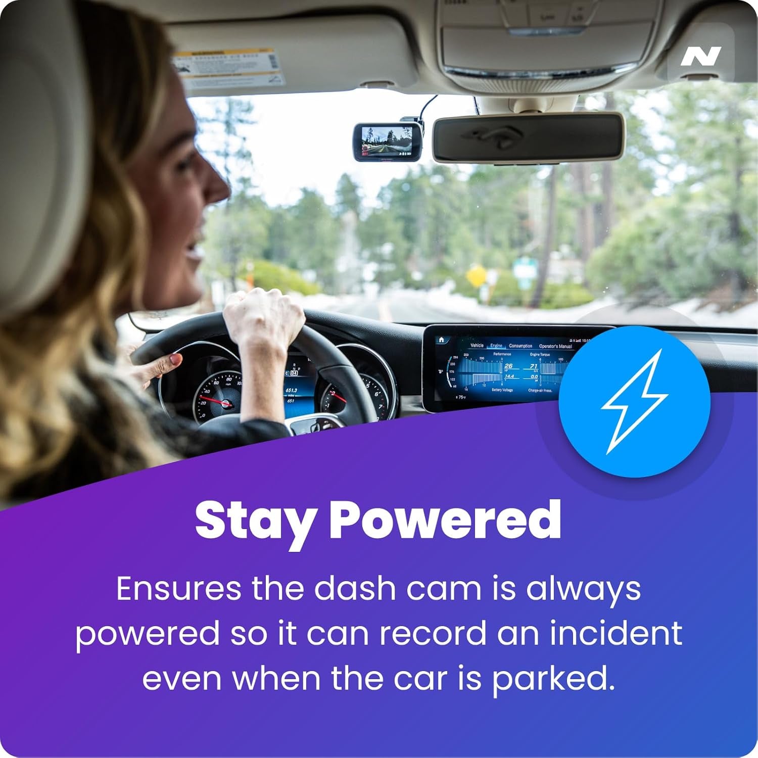Hardwire Kit OBD - Compatible with 122, 222, 322GW, 422GW, 522GW, 622GW  Dash Cams - 5 Metres Long, 90° Connector, LED Indicator - Easier to Install than Hardwire Kit