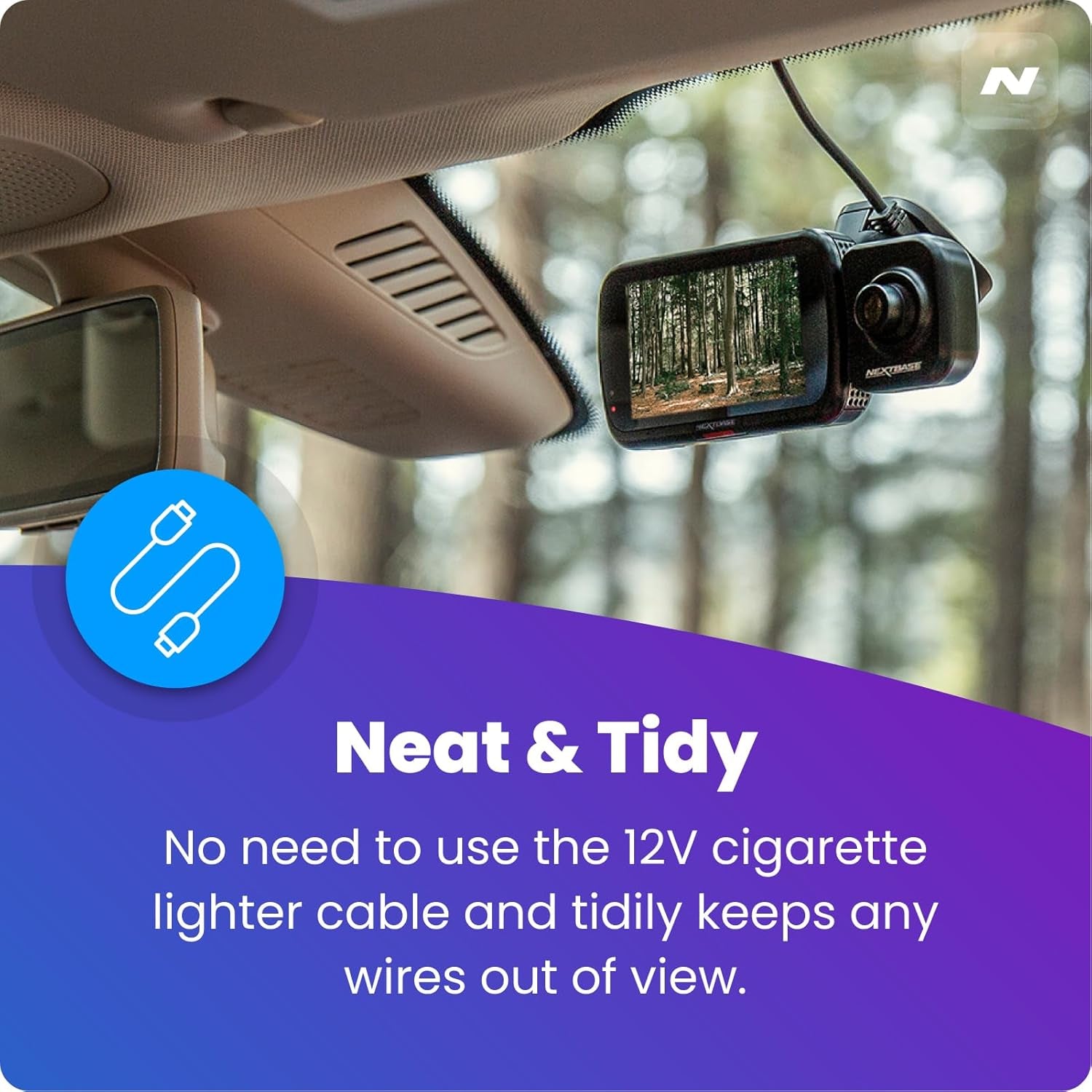 Hardwire Kit OBD - Compatible with 122, 222, 322GW, 422GW, 522GW, 622GW  Dash Cams - 5 Metres Long, 90° Connector, LED Indicator - Easier to Install than Hardwire Kit