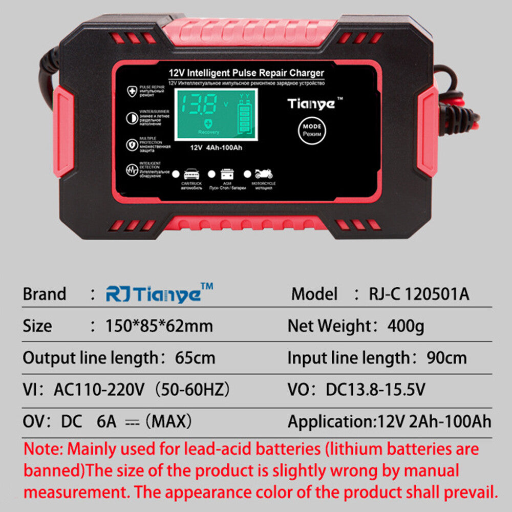 2025 Heavy Duty Car Battery Charger LCD 12V Trickle / Fast Vehicle HGV Lorry UK