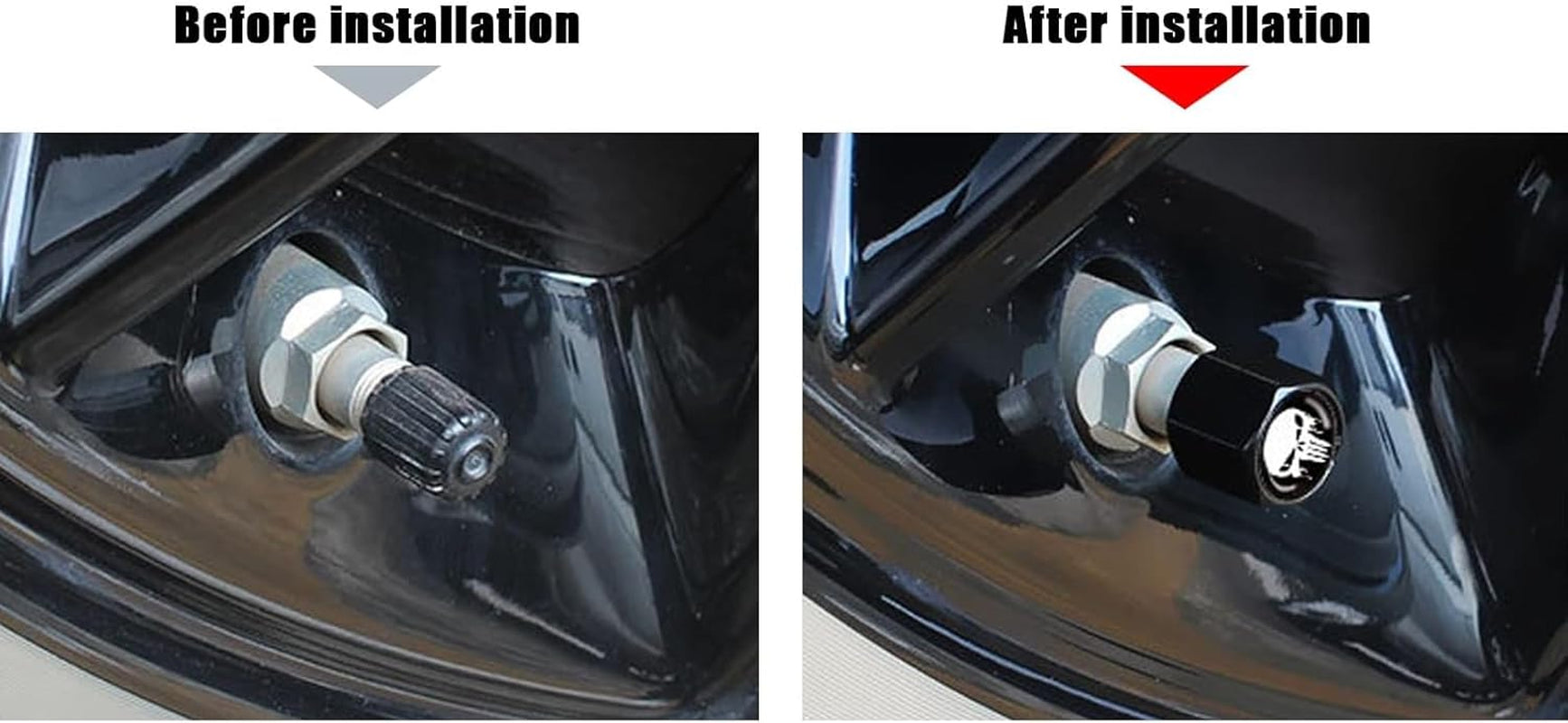 4 Pack Skull Car Wheel Tire Valve Stem Caps, Airtight Dust Proof Covers,Universal Tire Air Valve Caps for Cars, Trucks, Bicycles (Black)