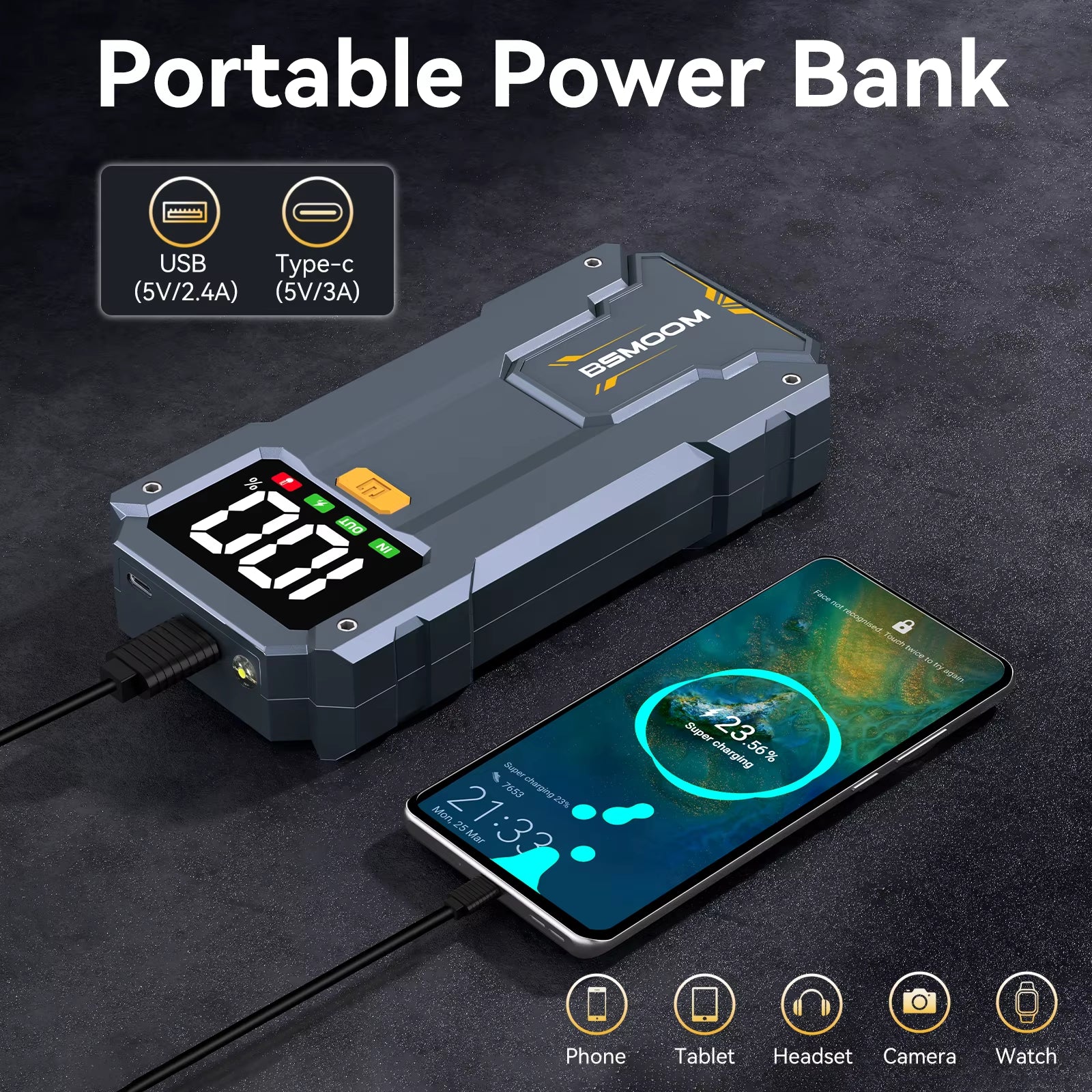 Car Jump Starter 10000Mah Power Bank Car Booster Charger 12V Starting Device Car Emergency Booster Lithium Starter Battery Pack