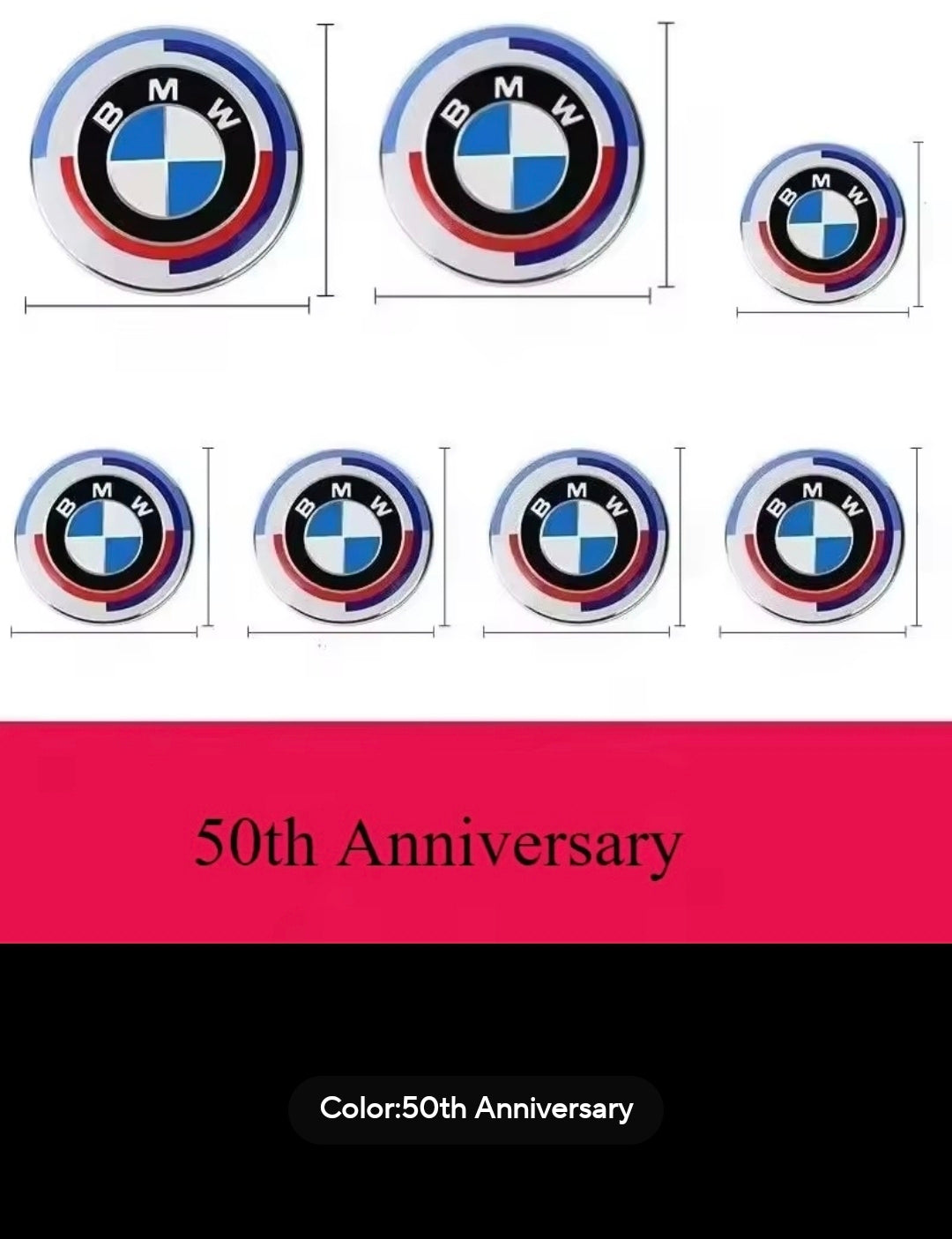 7PCS BMW Badge Set – 82mm Hood, 74mm Trunk, Wheel Center Caps & Emblems