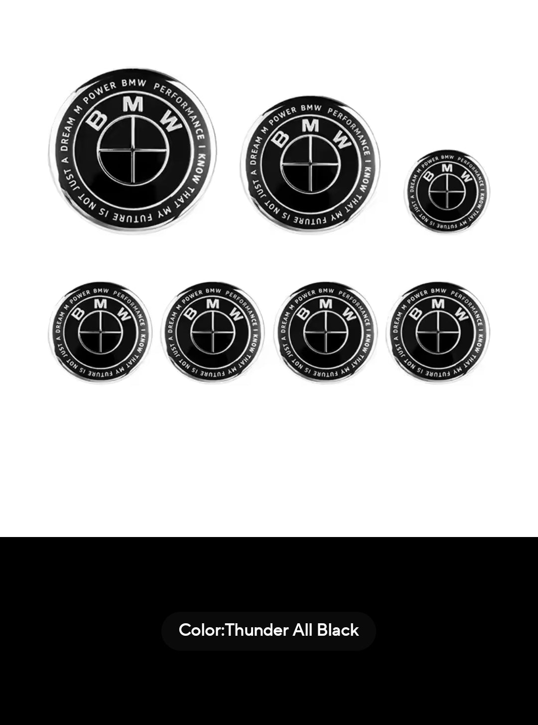 7PCS BMW Badge Set – 82mm Hood, 74mm Trunk, Wheel Center Caps & Emblems