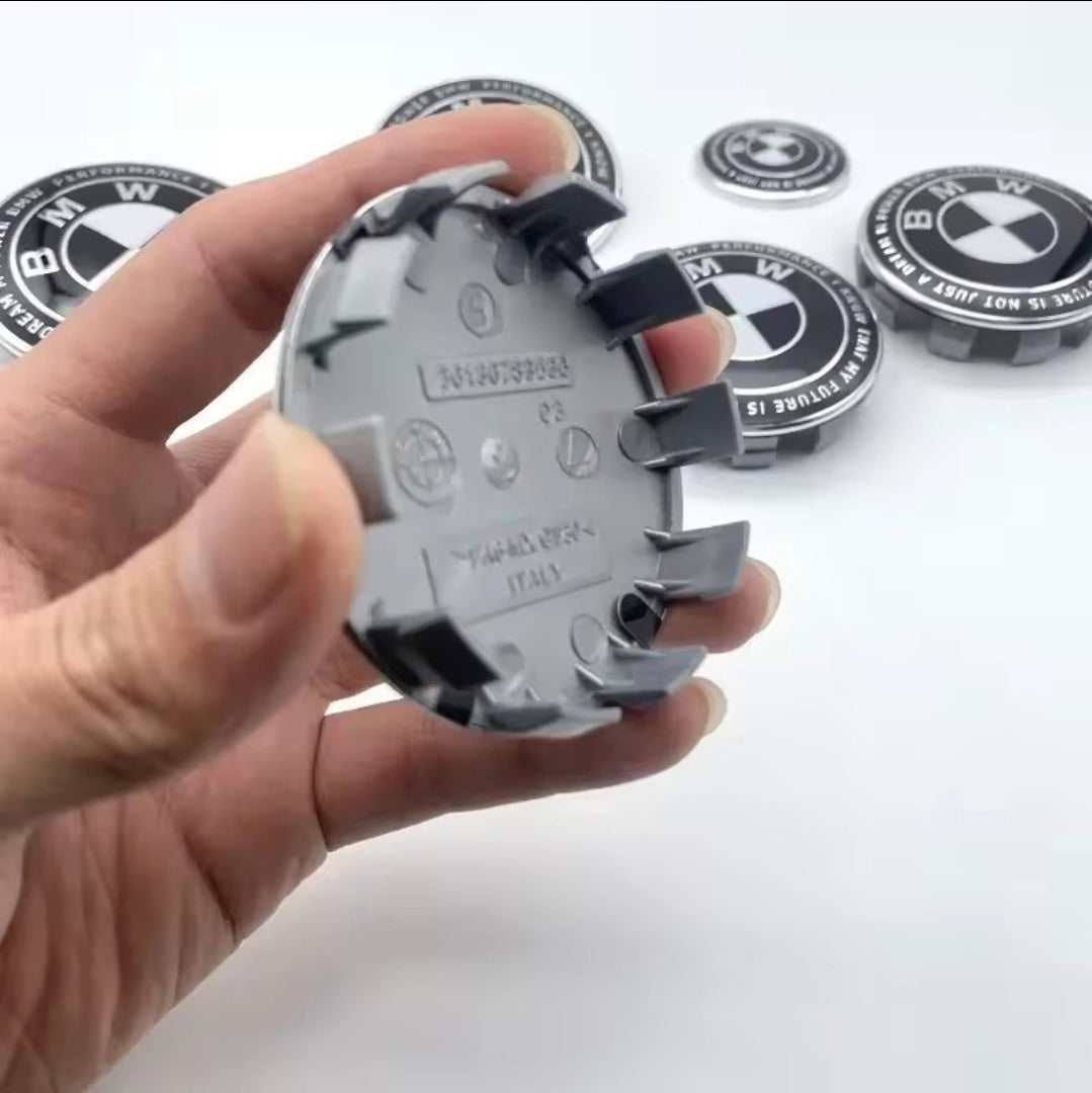 7PCS BMW Badge Set – 82mm Hood, 74mm Trunk, Wheel Center Caps & Emblems