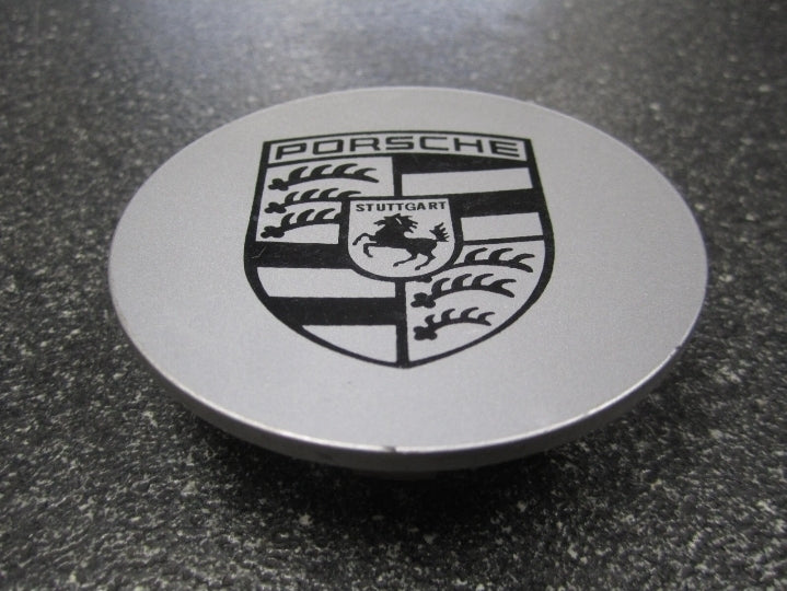 Porsche Rim Centre Caps (Set of 4) - Silver & Black