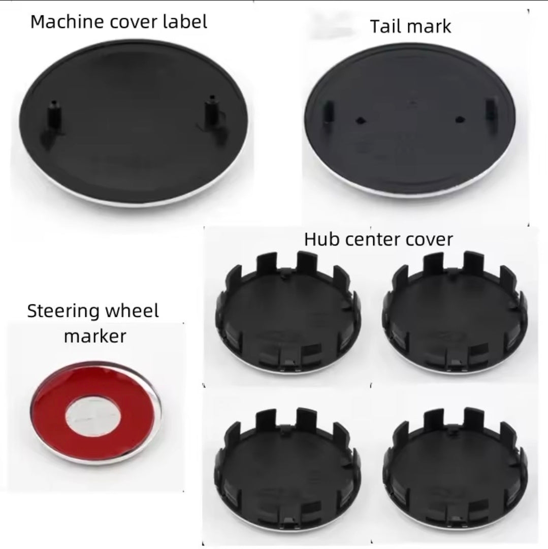 7PCS BMW Badge Set – 82mm Hood, 74mm Trunk, Wheel Center Caps & Emblems