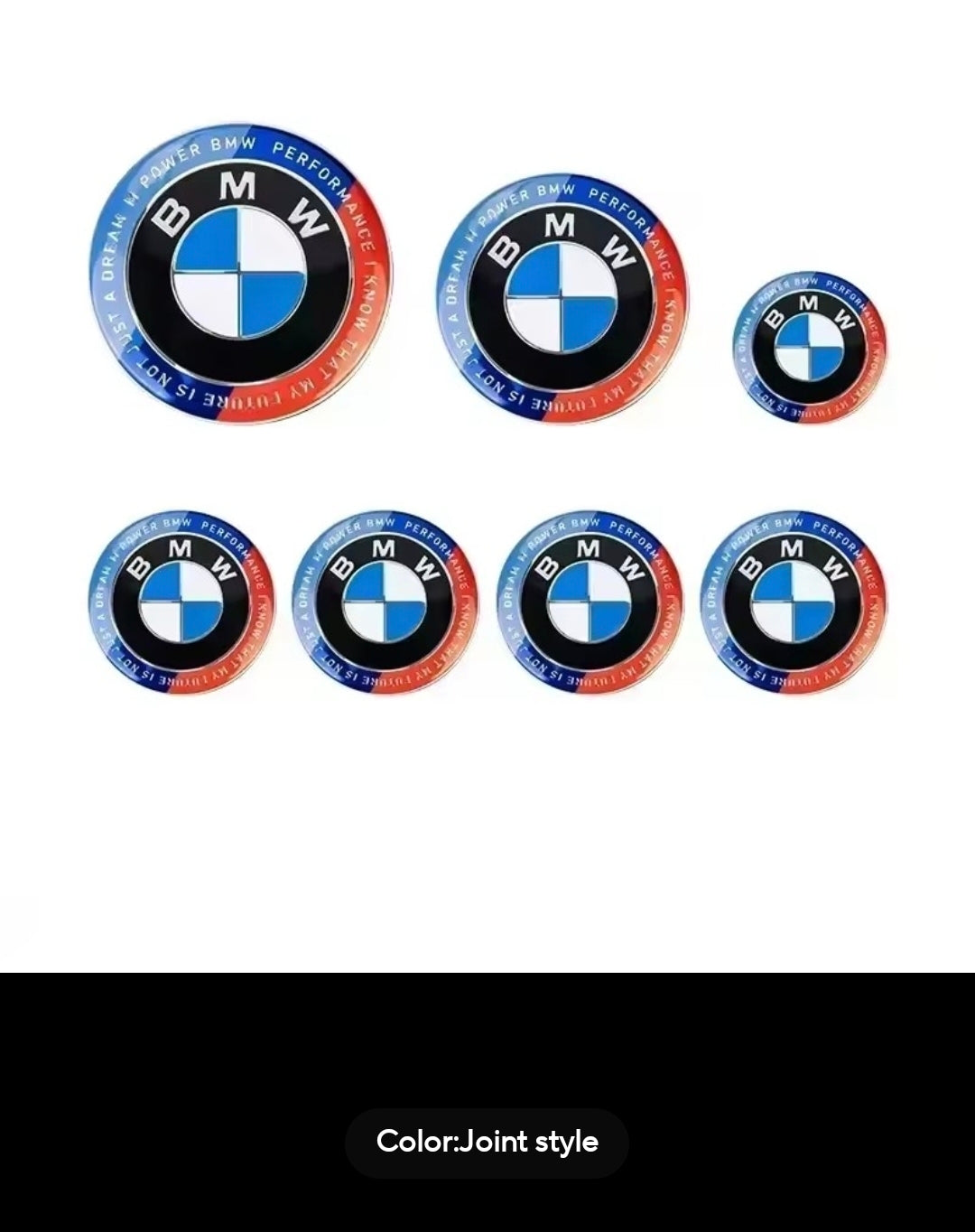 7PCS BMW Badge Set – 82mm Hood, 74mm Trunk, Wheel Center Caps & Emblems