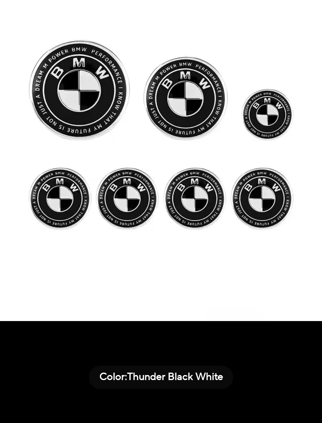 7PCS BMW Badge Set – 82mm Hood, 74mm Trunk, Wheel Center Caps & Emblems