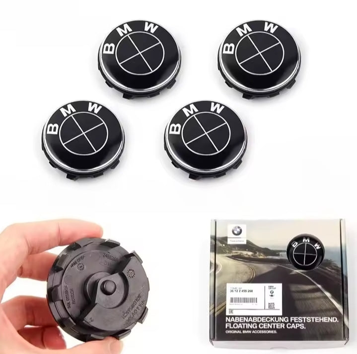 4PCS 56/68mm Floating Wheel Centre Caps for BMW 50th Anniversary – Fit E39 E46 E60 F10 F30 G20 X3 X5