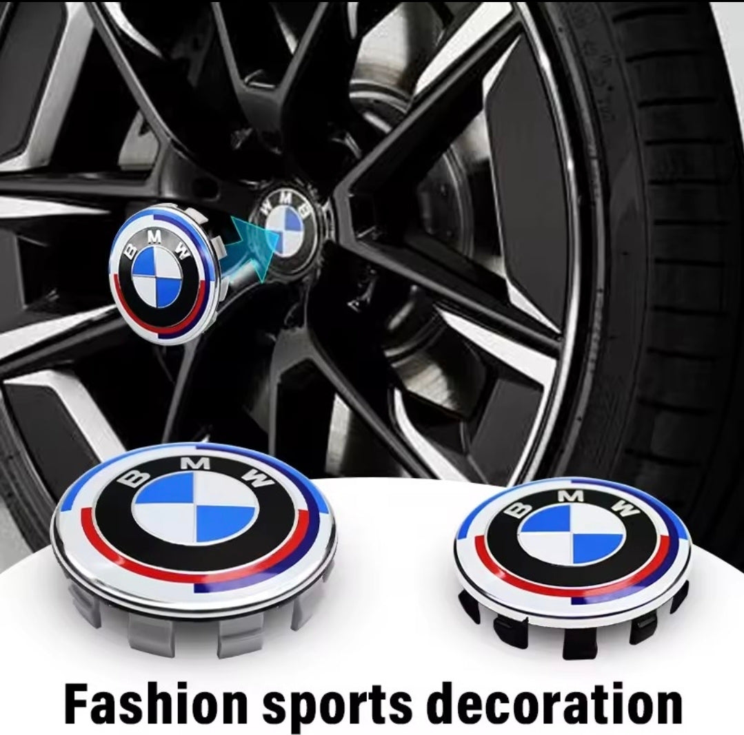 7PCS BMW Badge Set – 82mm Hood, 74mm Trunk, Wheel Center Caps & Emblems