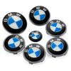 BMW Emblem Badge 7pcs Set: Front + Rear + Centre Caps + Decal
