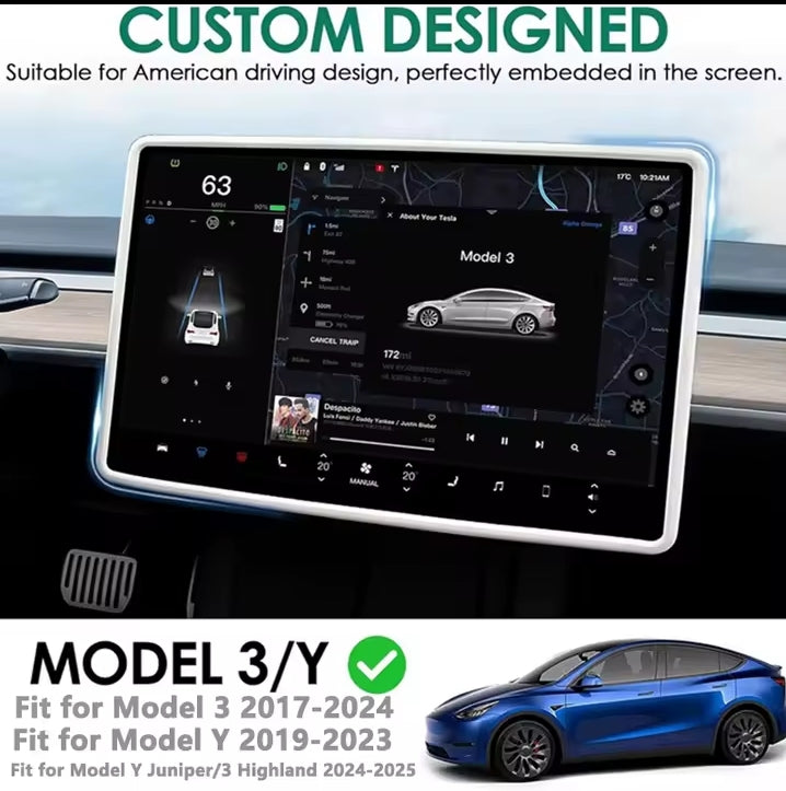 Tesla Model 3/Y Silicone Protective Frame Edge Cover Central Control Display Screen Protector
