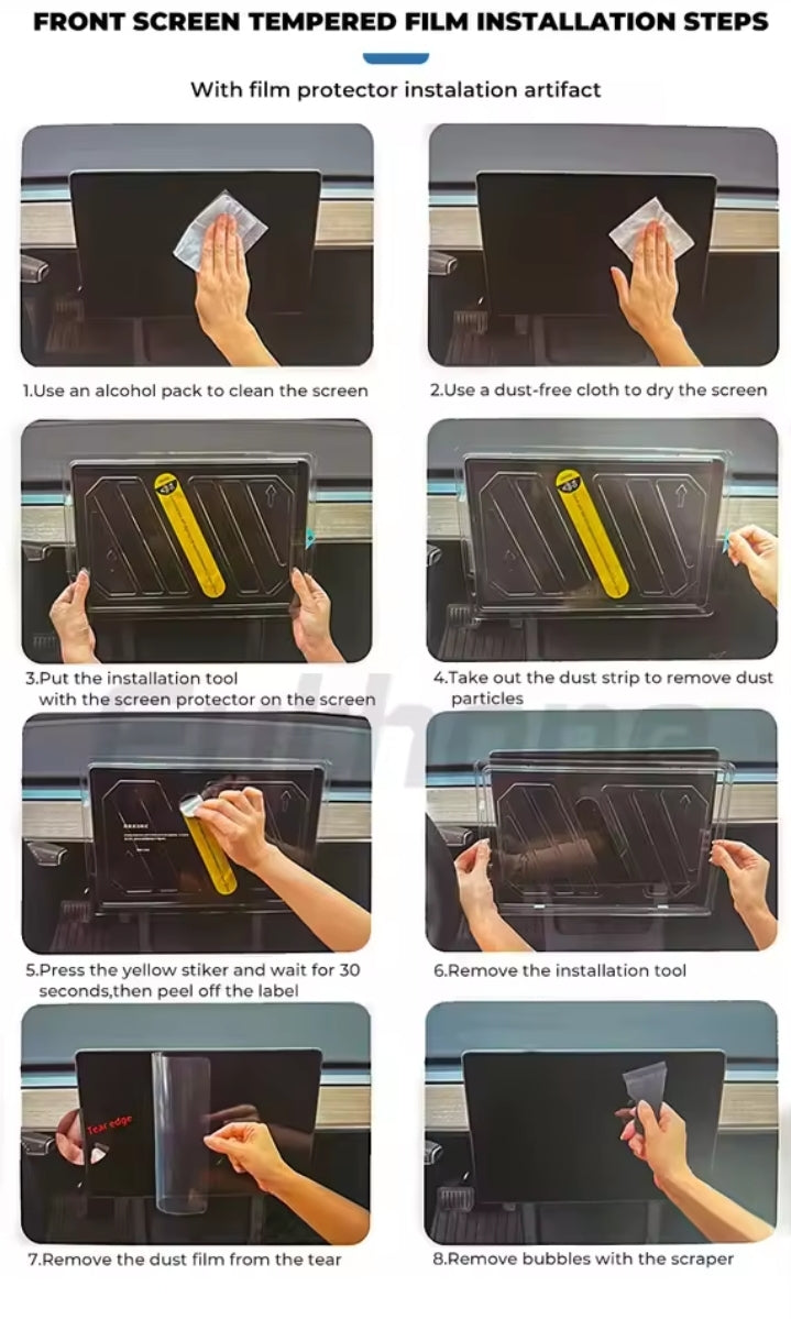 Futhope Tempered Glass Screen Protector For Tesla Model 3  Y Highland juniper 2021-2025