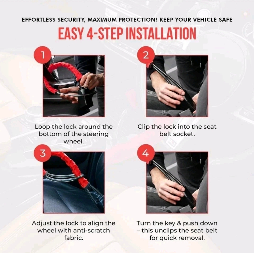 Universal Car Steering Wheel Lock  Anti-Theft Seat Belt Buckle Security Lock