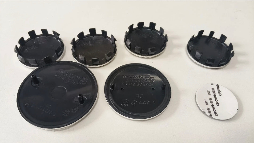 7PCS BMW Badge Set – 82mm Hood, 74mm Trunk, Wheel Center Caps & Emblems