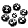 BMW Emblem Badge 7pcs Set: Front + Rear + Centre Caps + Decal