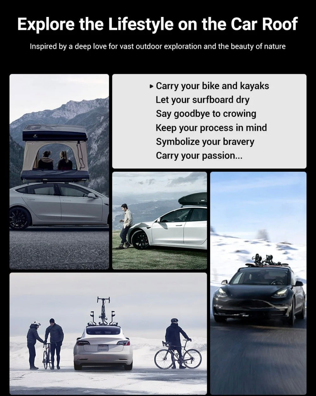 Premium Aluminum Roof Rack for Tesla Model 3 & Y