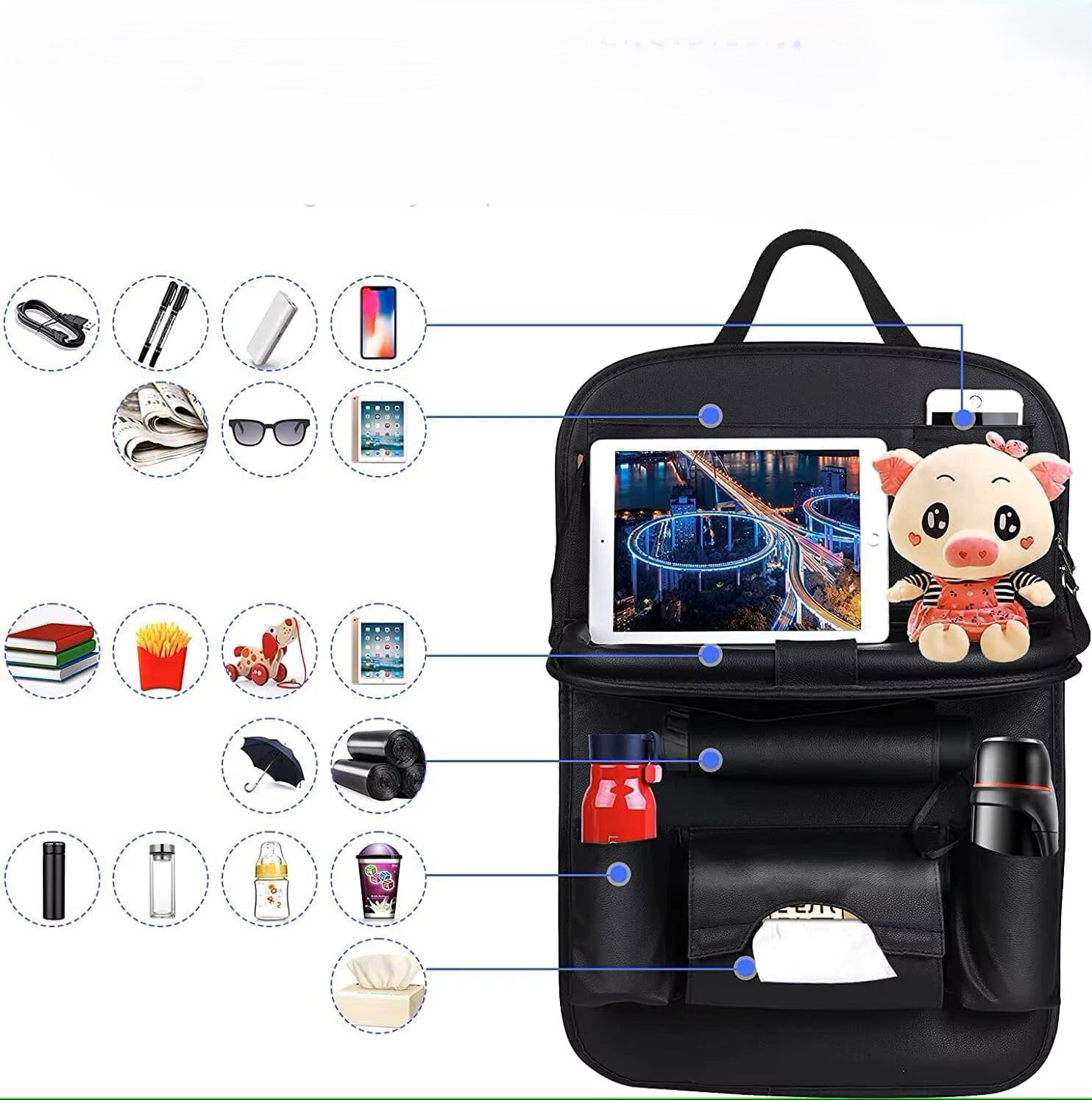 Car Seat Back Organizer with Foldable Table try