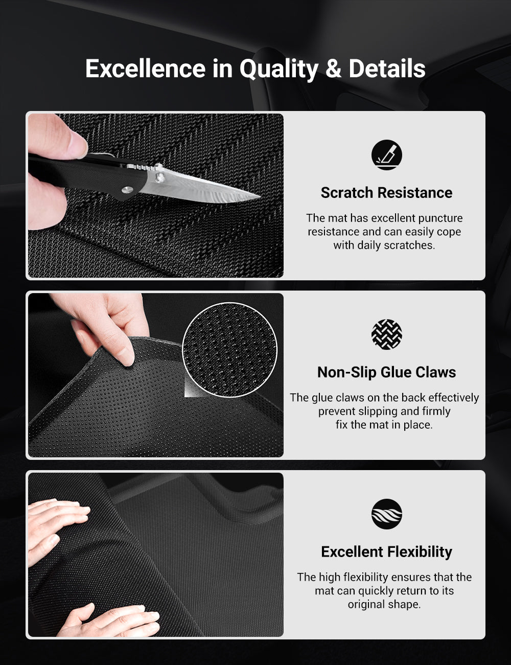 All-Weather 3D Floor Mats for Tesla Model 3 & Model Y – Custom Fit, Waterproof, Anti-Slip (3-Piece & 6-Piece Options)